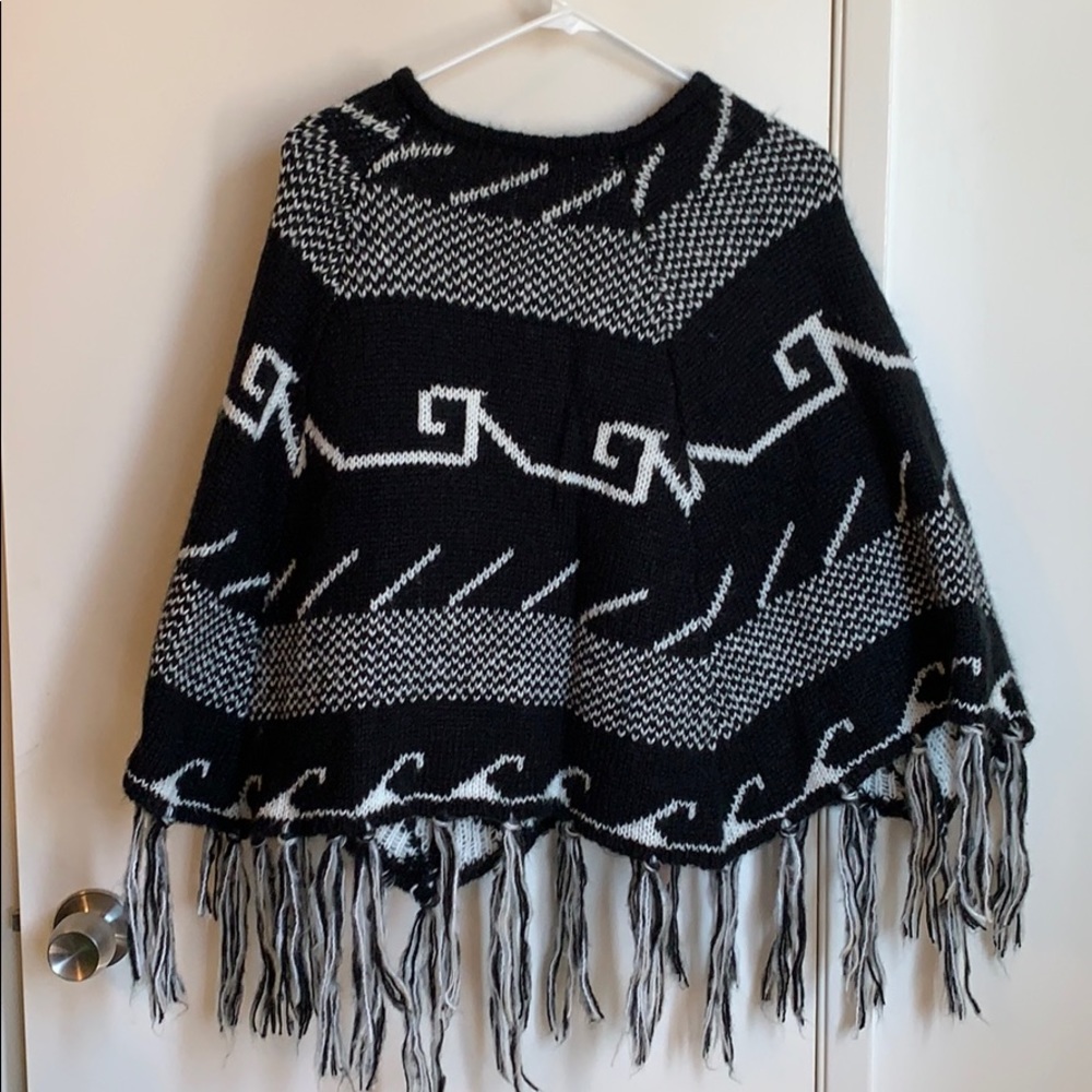 Patterned poncho sweater